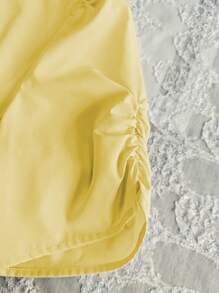 Franclia 优雅女士圆领不对称设计衬衫 - 黃色 - 查看 5