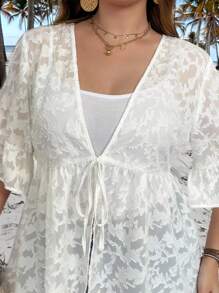 SHEIN LUNE 大码女式休闲纯色衬衫适合仲夏日斗篷度假女士海滩节舒适合身休闲风格轻松度假风格假日波西米亚风