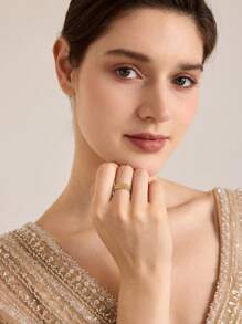 MOTF PREMIUM Anillo ajustable con forma de hoja enchapado en oro de 18 quilates, estilo natural elegante - Amarillo Oro - Ver 4