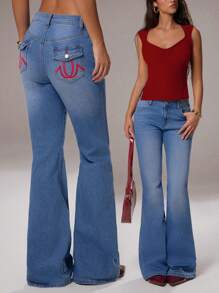 Avantive Blue Flare Jeans Bell Bottom Jeans Hippie Women Clothes Street Wear Womencasual Women Street Wear Women - Light Wash - View 1