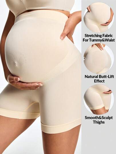 SHAPORA Enfärgade, högmidjade, formande shorts för gravida