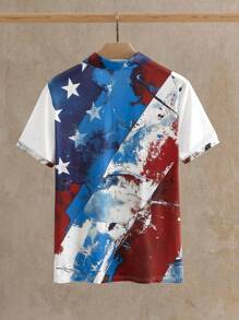 Manfinity VCAY Men's Casual Knit Tie-Dye Pattern Print Slim-Fit Short Sleeve Polo Shirt - White - View 3