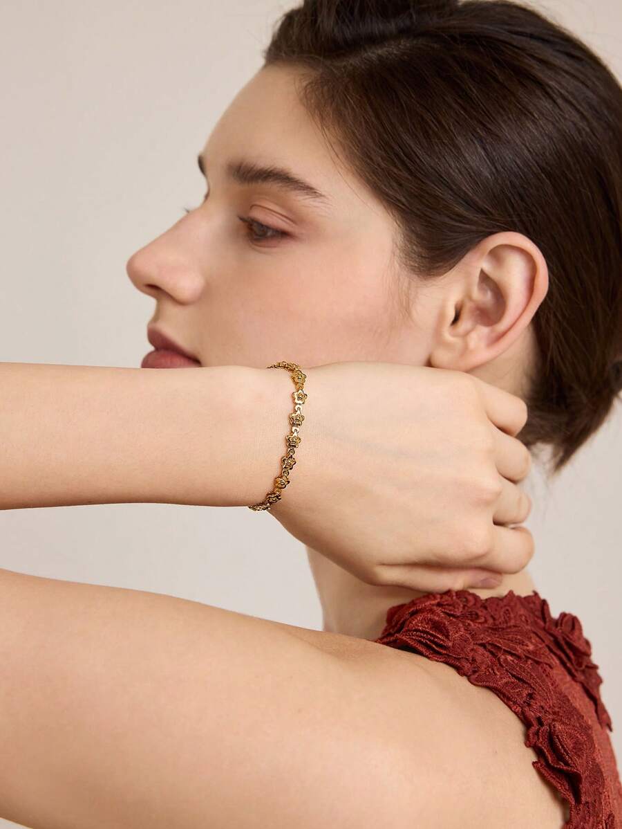 MOTF PREMIUM Pulsera con cadena de flor - Amarillo Oro - Ver 1
