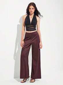 Roylia Women's Casual Striped Print Flare Pants, Spring & Autumn Fall Cloth For Women - Multicolor - View 6
