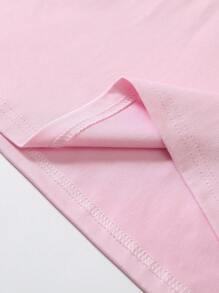 SHEIN LUNE Áo thun cổ tròn in họa tiết nơ hồng và dâu tây mùa hè dành cho nữ - Hồng - Xem 6