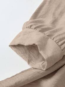 Modelyn Women's Holiday Floral Embroidered Puff Sleeve Casual Shirt - Coffee Brown - View 4