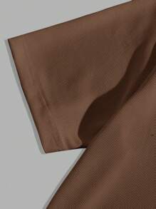 Manfinity VCAY Men's Casual Fitted Regular Shoulder Short Sleeve Polo Shirt - Brown - View 4