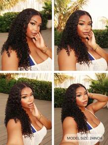 13x4 蕾丝前发假发 真人发缅甸卷发假发 180 密度湿发波浪透明蕾丝前发假发 螺旋发尾 自然色 - SNatural - 查看 2