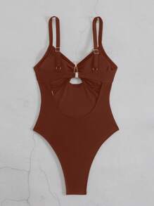Swim Chiccia 性感无袖连体泳衣，适合海滩派对、休闲 - 棕色 - 查看 2