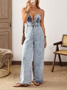 Breezaya Peto de mezclilla y mono de mujer, moda adecuada para el verano - Azul - Ver 3
