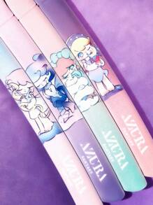 Pop Mart Azura X SHEIN 4pcs Cartoon Pattern Eyebrow Trimmer Set, With Blades That Won't Scratch Your Skin, Can Be Used On Eyebrows, Face, Body And Other Parts, Suitable For Women And Men,Tears - Multicolor - View 5