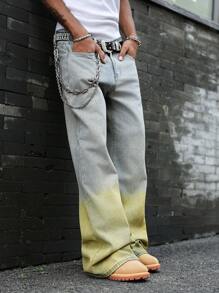 Manfinity EMRG Men's Pocketed Color-Block Wide-Leg Loose Jeans - Light Wash - View 6