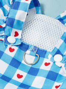 PETSIN Vestido ligero y transpirable con estampado de cuadros y corazones en estilo princesa para mascotas, de caliente en Europa y América