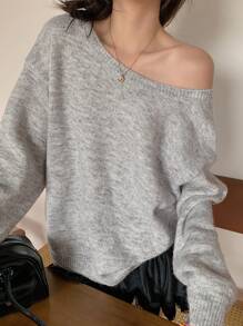 DAZY Damen Rundhals Pullover mit offenem Rücken und Schleifen-Dekor, langer Arm, Lässig, Herbstmode für Frauen