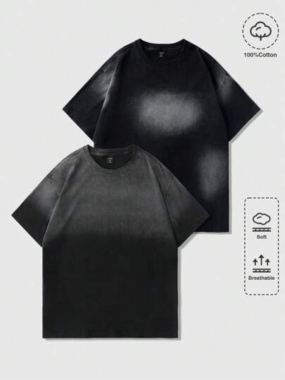 Street Life 2pcs Men's Street Graphic Printed T-Shirt, Design