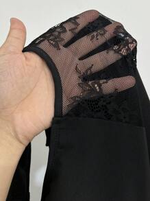 Elenzga Camiseta de tirantes de talla grande para mujer con cuello cuadrado, abotonadura frontal, parches y encaje, bajo asimétrico, ideal para uso casual y diario en verano