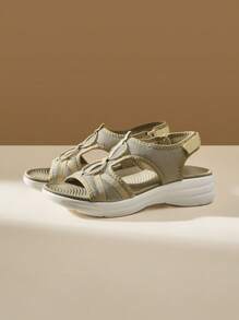 OUTDOORSY Sandale sport pentru femei cu barete încrucișate, sandale respirabile cu talpă groasă, culoare caisă