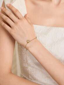 MOTF PREMIUM 18K GOLD PLATED HEART PENDANT BRACELET