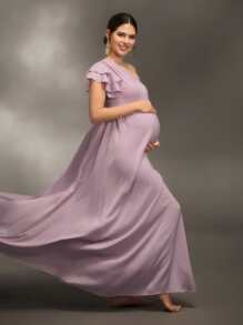 SHEIN Asymmetric Smooth Texture Photography Apparel For Baby Christening Party - Pink - View 1