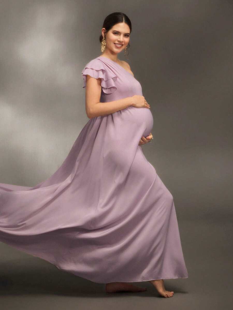 SHEIN Asymmetric Smooth Texture Photography Apparel For Baby Christening Party - Pink - View 1