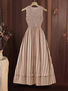 Rusticease 女式条纹印花圆领无袖连衣裙