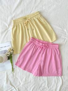 2pcs Women's Casual Shorts, Suitable For Spring And Summer - Multicolor - View 4