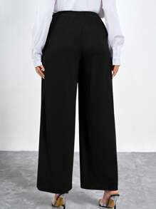 SHEIN Clasi Pantalones rectos con decoración en la cintura para oficina/transporte para mujer de talla grande, otoño