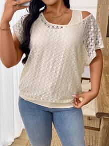 Weeklong Damen Große Größen Sweatshirt in Unifarbe, Off-Shoulder, Cut Out Schnitt