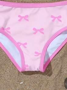 SHEIN 2pcs/Set Girls' Cute Bowknot Decorated Adjustable Strap Tankini Swimwear Young Girls Sets Young Girl Summer Outfits Young Girl Swimwears Two Pieces Bathing Suit For Girls 2 Pieces Girl Swimwear Set - Pink - View 5
