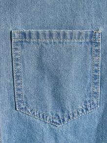 AXEPEAK Camicia in jeans da uomo in cotone con tasche applicate, senza maglietta, elemento essenziale dello streetwear