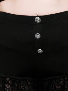 Whyspr Pantalones cortos con pliegues para mujer tallas grandes, de primavera y verano, con estampado floral y parches, elegantes, con estilo punk y de calle