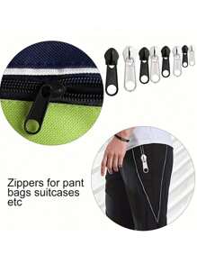 Nylon Zipper Repair Kit Replacement Slider: Zipper Bottom Stop End - Fix Double Zipper Pull Replace,Nylon Coil Zipper For Jacket Luggage Jeans Pants Tent With Zipper Tool,  Jute Ribbon Rope Cord DIY Wedding Jute Twine Crafts Gift Party Decor - Black - View 4