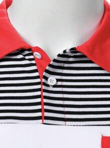 Manfinity Homme Men's Contrast Stripe Splicing Collar Raglan Short Sleeve Casual Polo Shirt, Summer - Multicolor - View 5