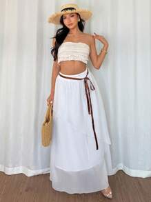 Gloray French Retro High-End Asymmetrical White Ladies Skirt Fairy Core Women's Skirt Fall Cloth For Women - White - View 5