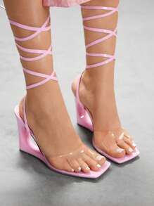 CUCCOO SZL Cuccoo Summer Fashionable Hollow-Out Pink Wedge Sandals - Baby Pink - View 7