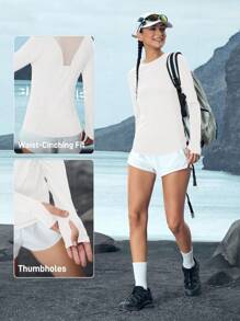 In My Nature XH043 Solid Color Mesh Patchwork Breathable Sports Yoga Running Outdoor T-Shirt - White - View 4