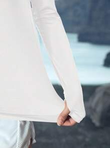 In My Nature XH043 Solid Color Mesh Patchwork Breathable Sports Yoga Running Outdoor T-Shirt - White - View 10
