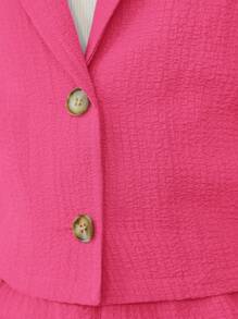 SHEIN Conjunto de camisa casual de cor sólida com gola de lapela e estilo de rua para meninas