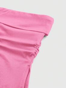 ROMWE Grunge Punk Y2K Subculture Leopard Print Crop Top With Split Hem Design For Women - Pink - View 5