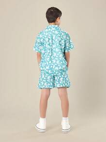 SUMWON Palm Tree Hawaiian Vacation Summer Holiday Shirt Set Tropical Beach Island Surf Style Kids Boys Youth Co-Ord