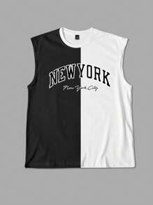 Manfinity LEGND 男士夏季字母印花撞色圆领休闲背心 - 彩色 - 查看 3