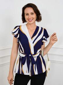 SHEIN LUNE Damen Bluse Sommer für Frauen Sommer Tops Arbeit Frauen Ausgehen Tops Frauen Büro für Frauen Lehrerin für Frauen Elegant für Frauen - Verschiedenfarbig - Übersicht 4