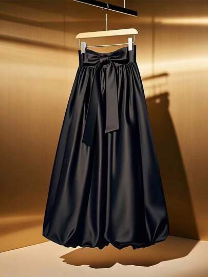 GlowEve CURVE 大码优雅淑女蝴蝶结装饰泡泡下摆半身裙