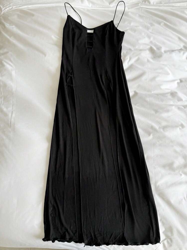 Women's Cutout Design Backless High Slit Long Sexy Nightgown Lingerie For Women