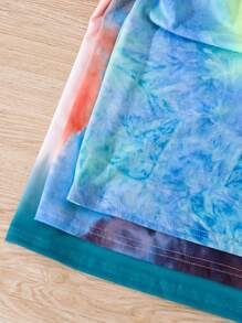 Buy 2 Get 1 Free, 3pcs/Set Tween Boys' Casual Tie-Dye Coconut Tree Graphic Round Neck T-Shirts, Suitable For Autumn, Spring, Summer, Suitable For Outdoor Play, School, Street Shooting, Party And Leisure