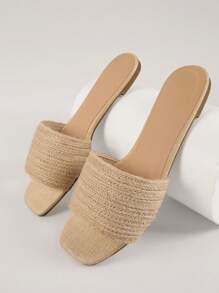 SHUZIA 仿皮草编鞋面凉鞋夏季鞋春季鞋春假鞋复活节度假鞋休闲鞋沙滩鞋母亲节礼物 - 杏色 - 查看 6