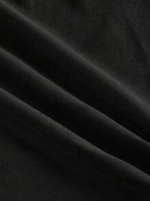 SHEIN MOD 女式加大码黑色两件套开衫和中长连衣裙套装 - 黑色 - 查看 9