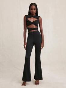 NYA SZN Sleeveless Night Out Cut Out Top, Workout Yoga Gym Fitness - Black - View 4