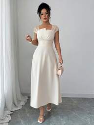 Selianne Robe moulante décontractée en maille et patchwork pour femme