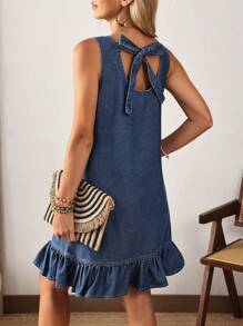 EMERY ROSE Women Denim Dress, Fashionable Summer Wear - Blue - View 1